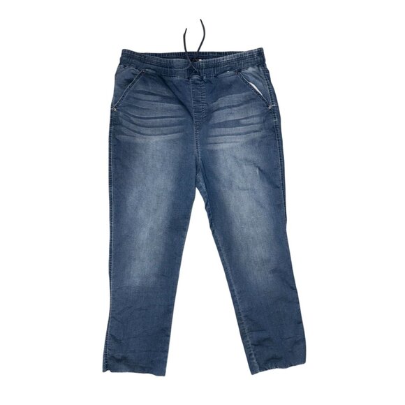 Fashion Nova Womens 1X Denim Jogger Pants Elastic Waist Stretch - Picture 1 of 6